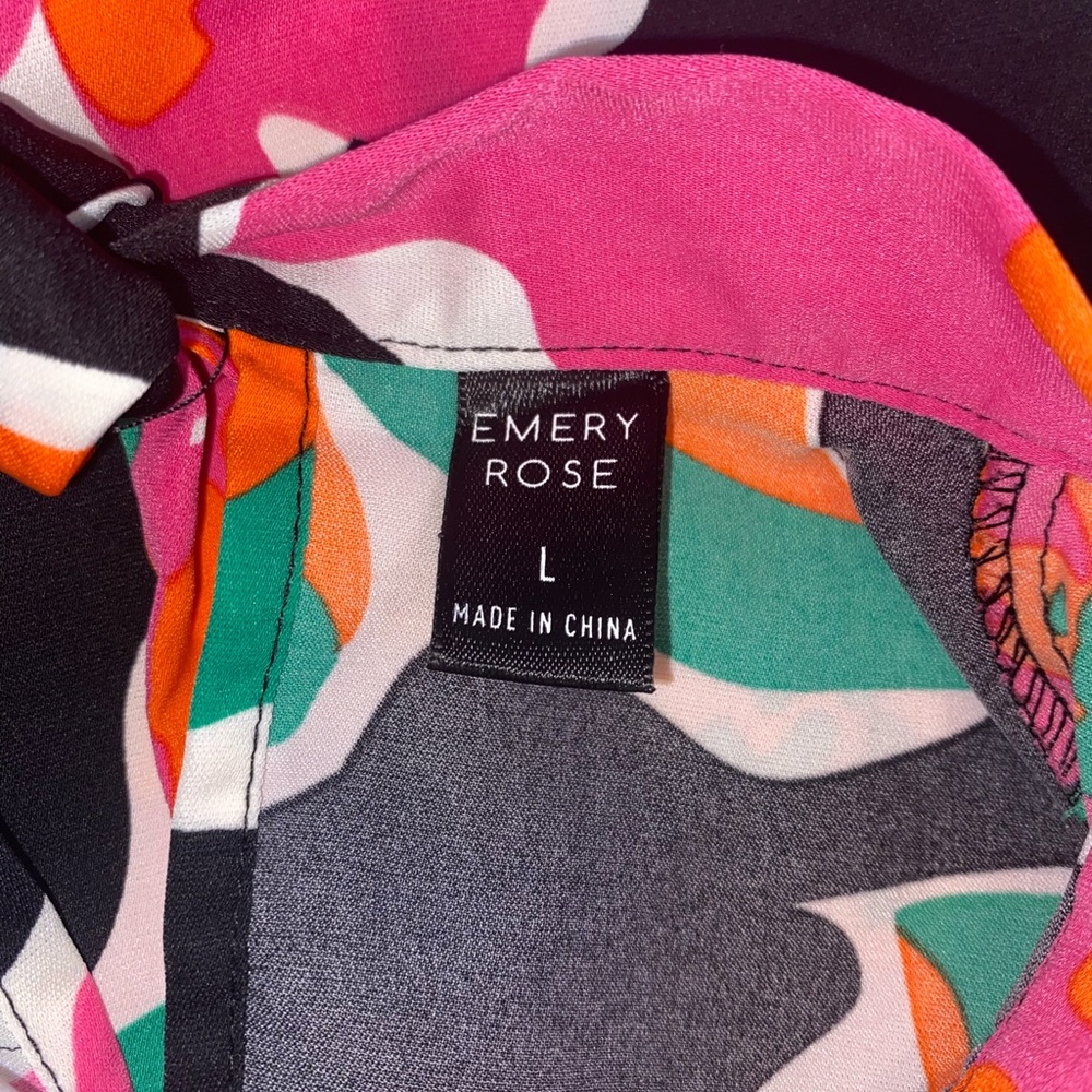 Floral Print High-Neck Blouse in Black, Pink & Orange - Picture 4 of 5